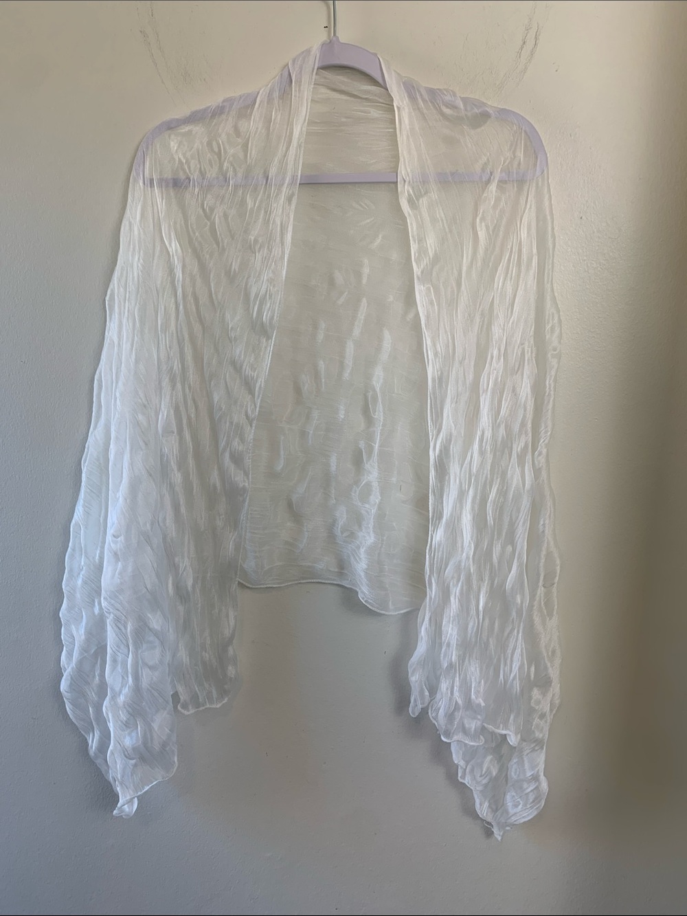 Bright White Textured Sheer Scarf or Wrap